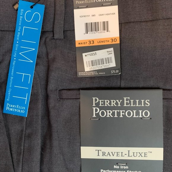 Perry Ellis Portfolio Slim Fit Dress Pant 33x30 - Picture 2 of 2